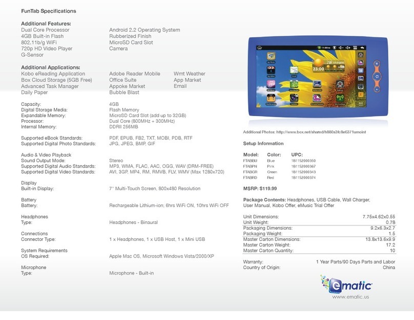 E-matic FunTab Specifications