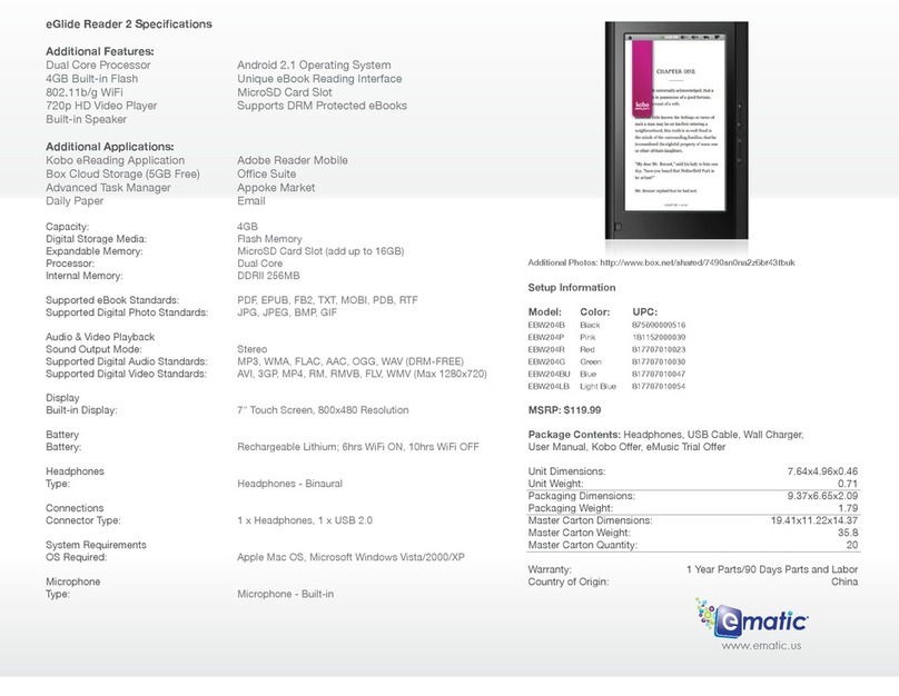 E-matic eGlide Reader 2 Specifications