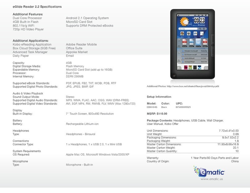 E-matic eGlide Reader 2.2 User manual