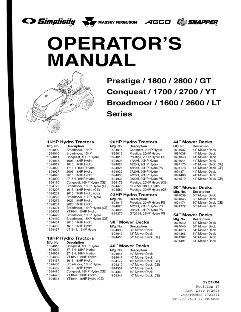 Snapper 2800 GT Series, 1800 GT Series User manual