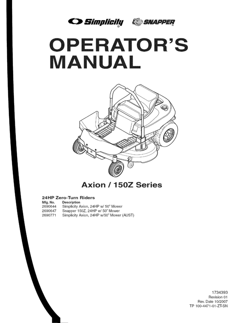 Snapper Axion 150Z Series Operator's manual