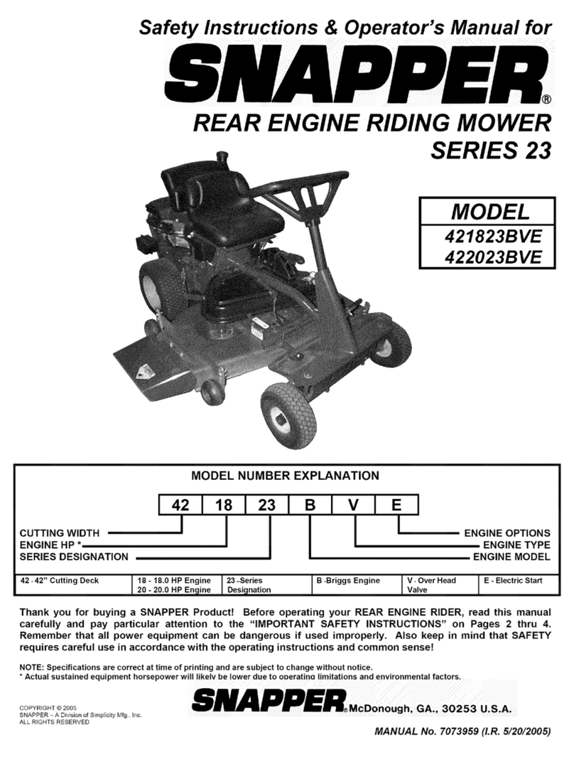 Snapper 421823BVE Operation and maintenance manual