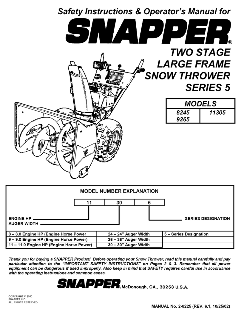 Snapper 11305 Operation and maintenance manual Snapper 11305 Operation and maintenance manual
