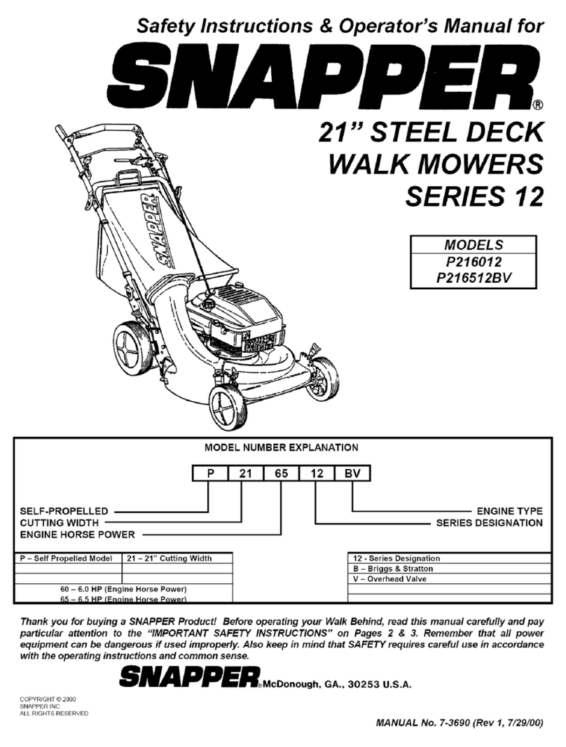 Snapper P216012 Operation and maintenance manual