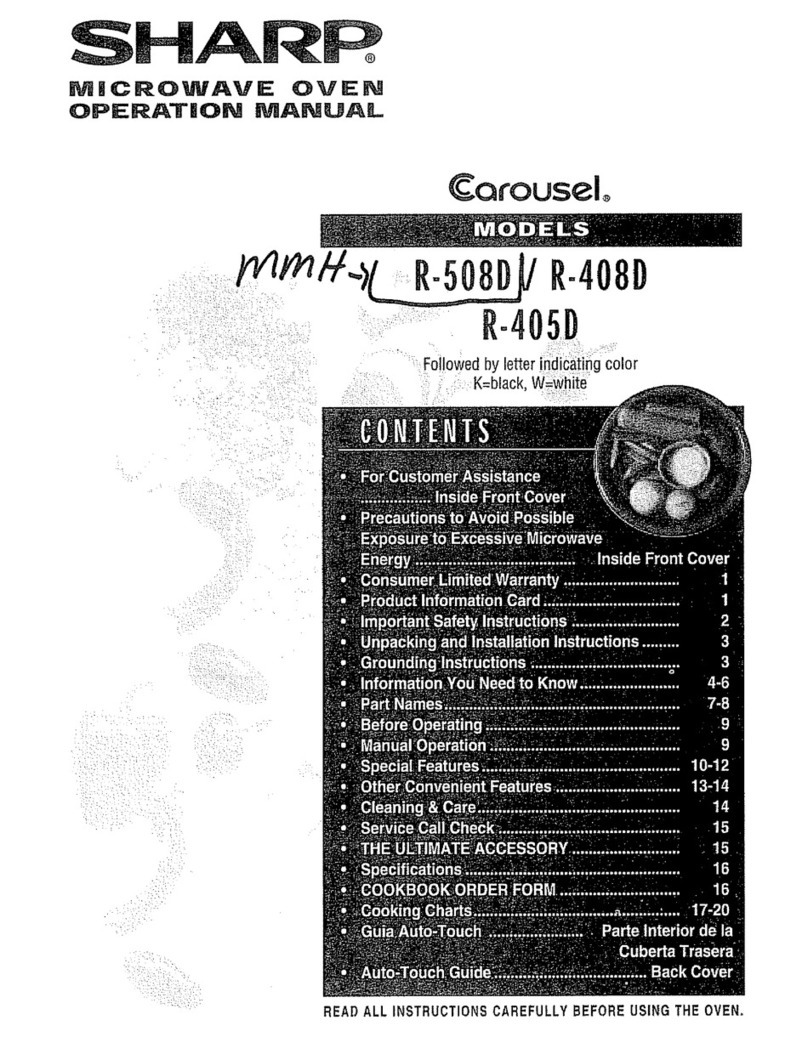 Sharp Carousel R-405D User manual Sharp Carousel R-405D User manual