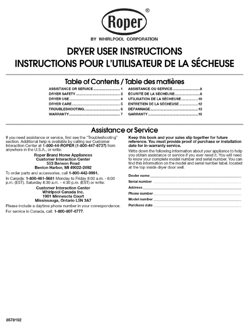 Roper REX5634PQ1 User instructions