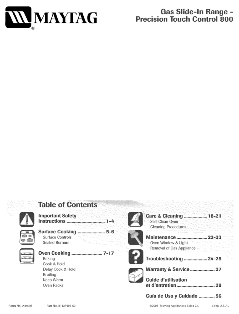Maytag MGS5875BDB - 4.5 SLIDE-IN GAS RANGES User manual