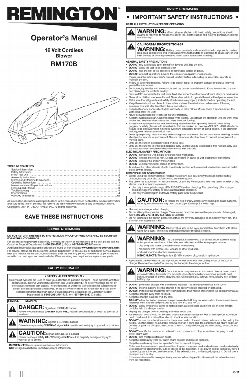 Remington RM170B User manual
