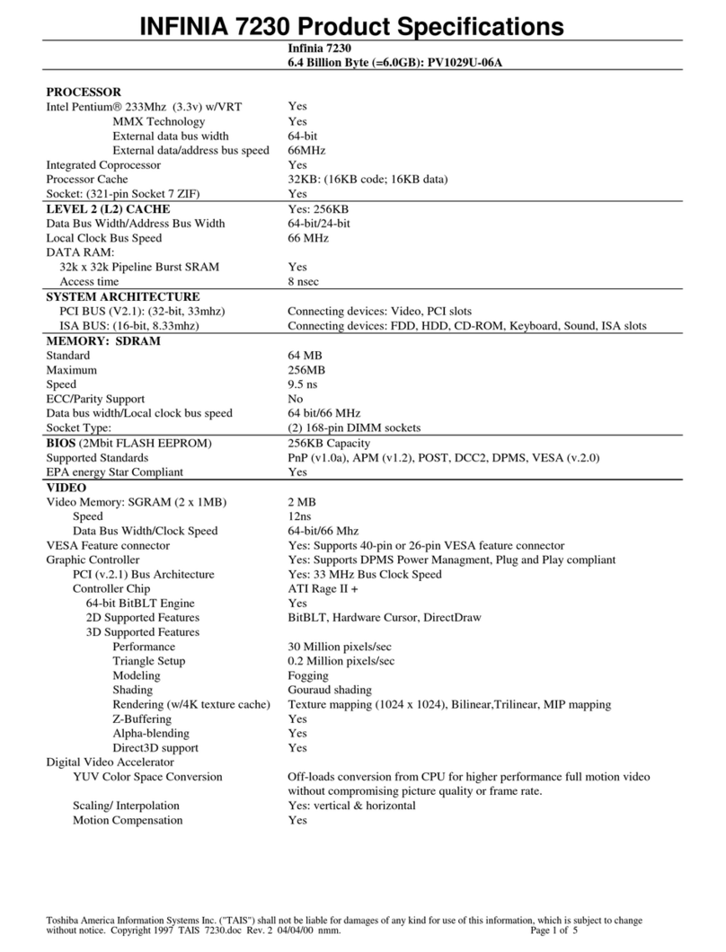 Toshiba Infinia 7230 User manual