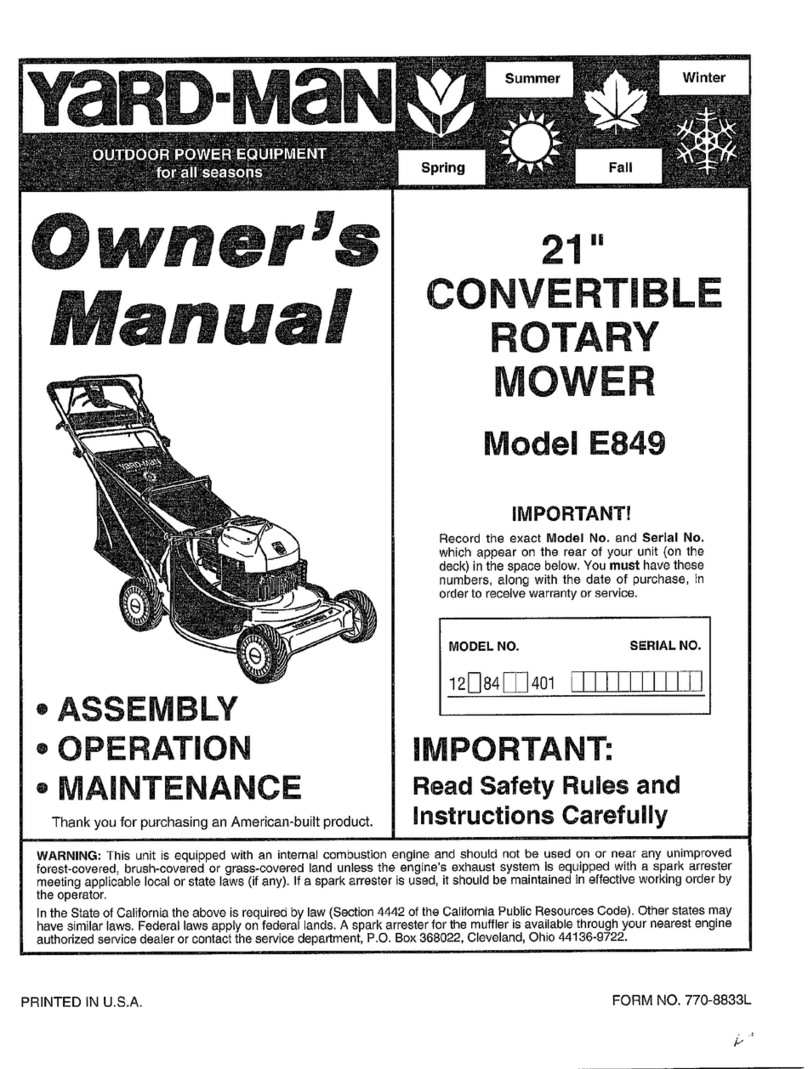 Yard-Man 126-E849E401 owner's manual