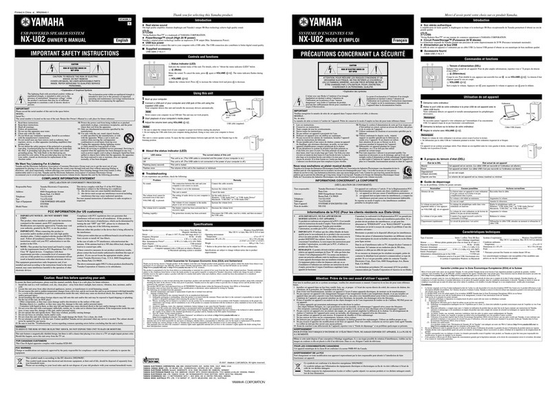 Yamaha NX-U02 owner's manual