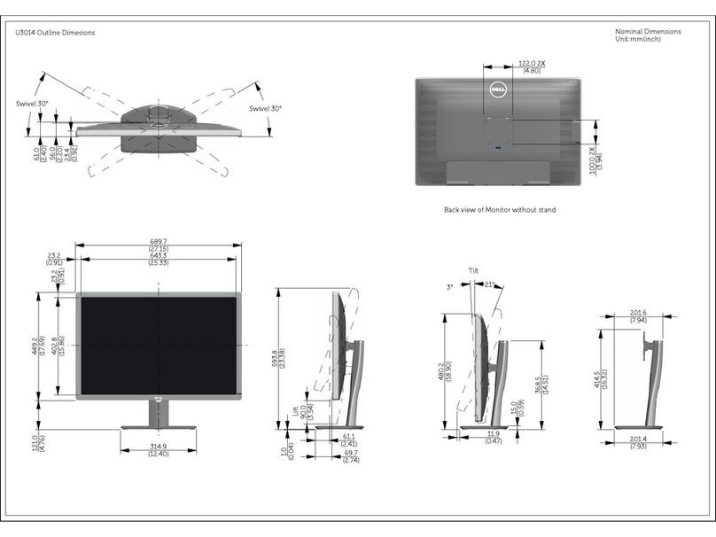 Dell U3014 Product dimensions