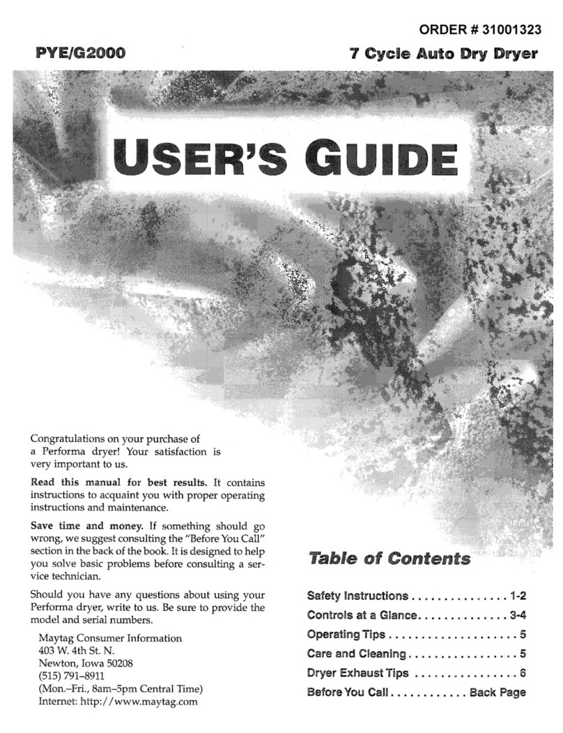 Maytag PYE2000 User manual
