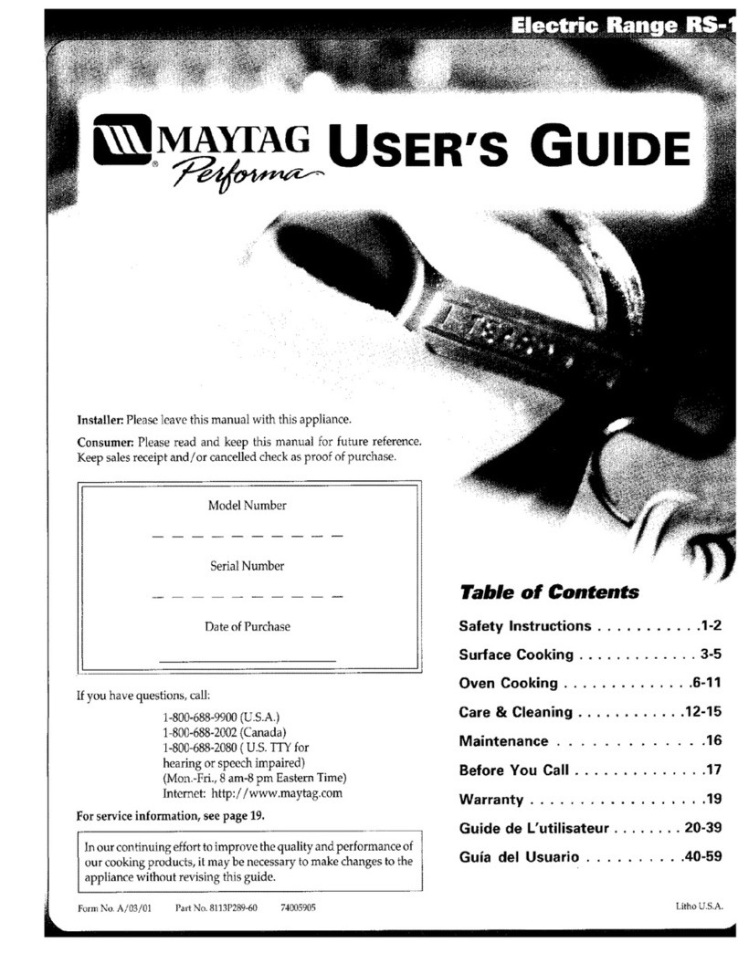 Maytag Perfoma RS-1 User manual Maytag Perfoma RS-1 User manual