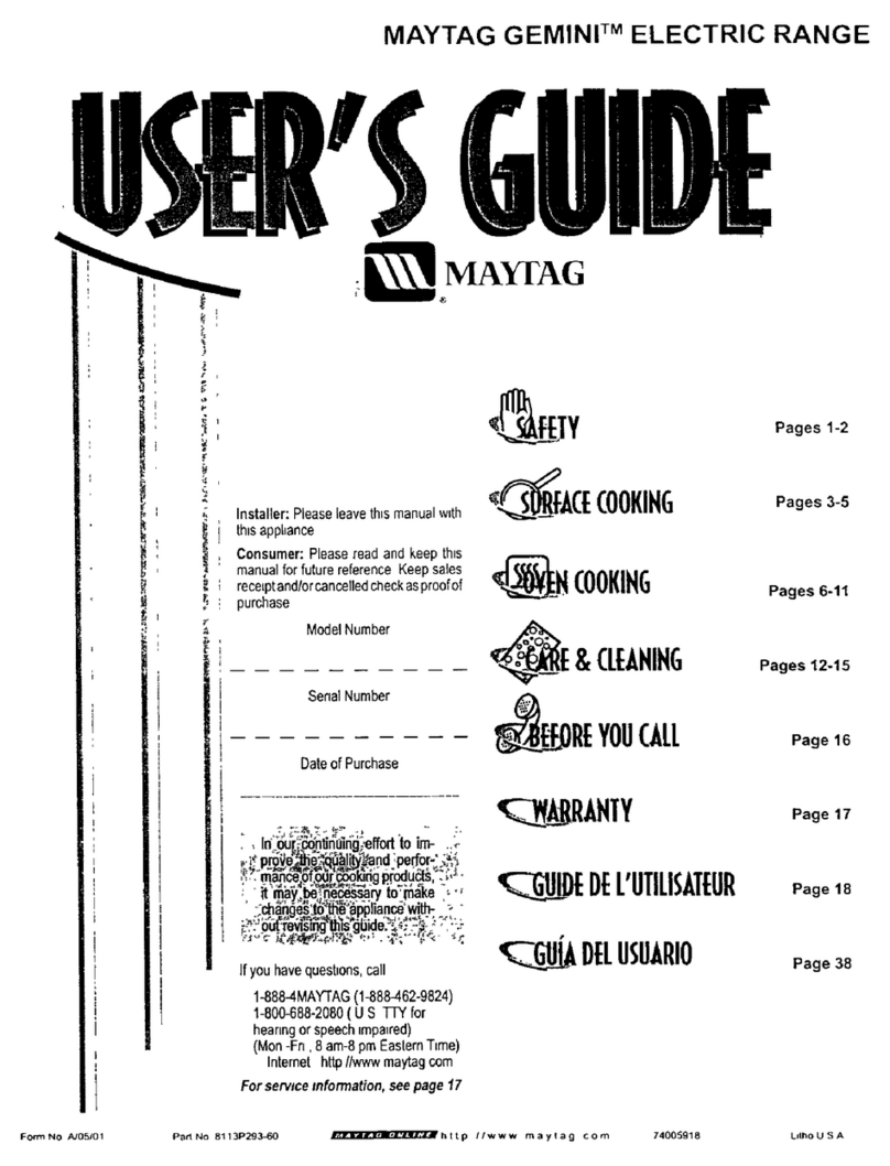 Maytag Gemini MER6772 User manual