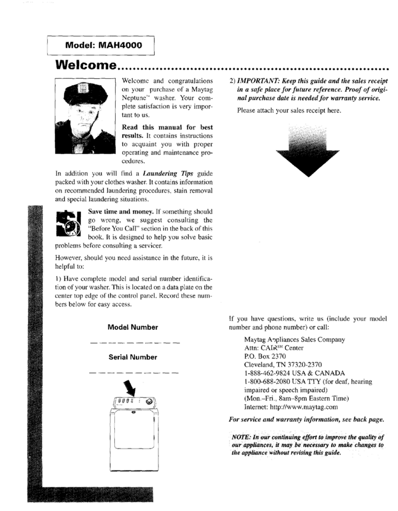 Maytag Neptune MAH4000 User manual