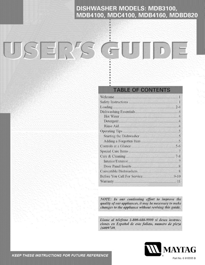Maytag Jetclean MDB3100 User manual
