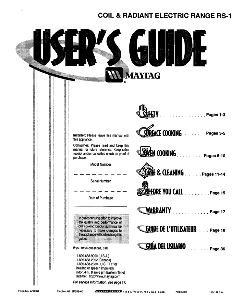 Maytag Perfoma RS-1 User manual