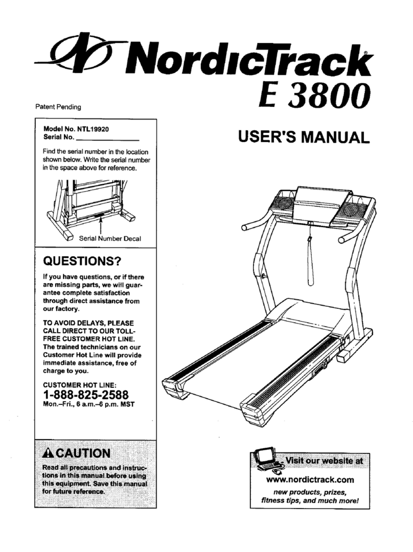 NordicTrack E 3800 user manual
