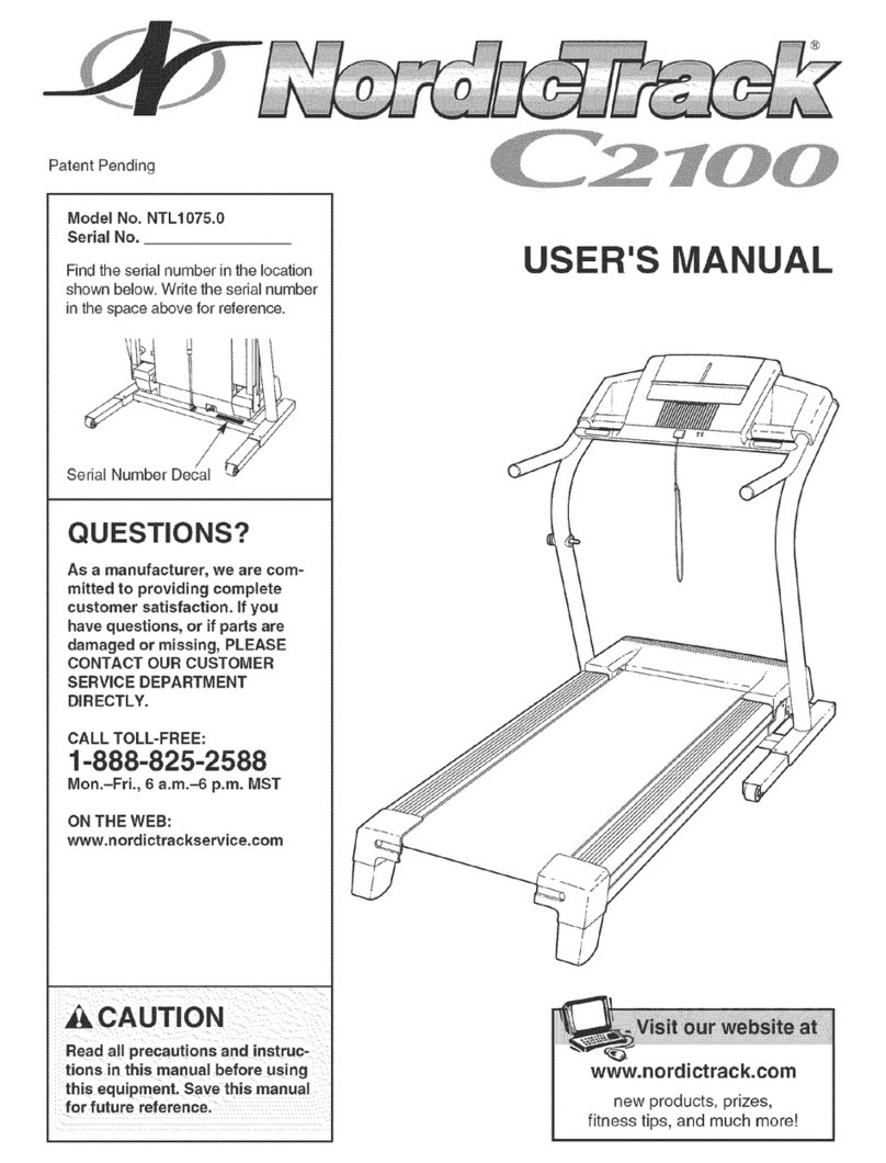 NordicTrack C2100 Treadmill User manual