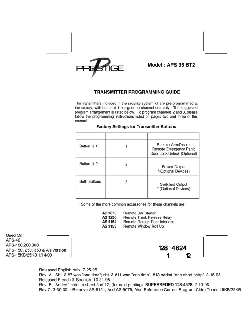 Prestige APS95BT2 - Car - Code Learning Transmitter Owner's manual