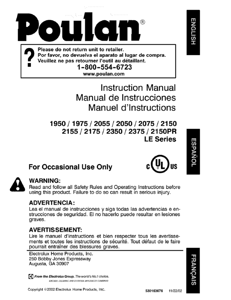Poulan Pro 1950LE, 1975LE, 2055LE, 2050LE, 2075LE, 2150LE, 2155LE, 2175LE, 2350LE, 2375LE,... User manual