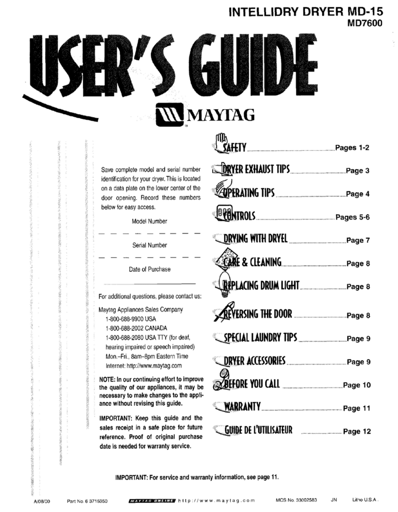 Maytag MD7600 User manual