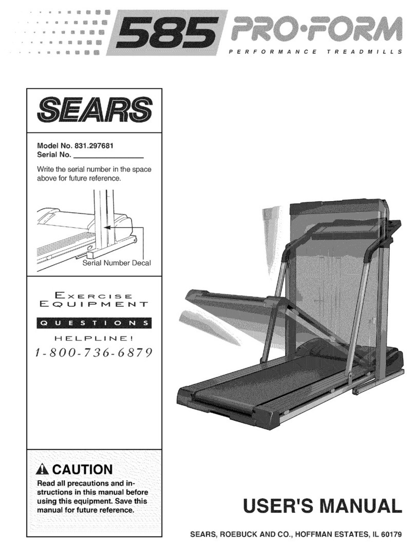 Pro-Form 585 Treadmill User manual