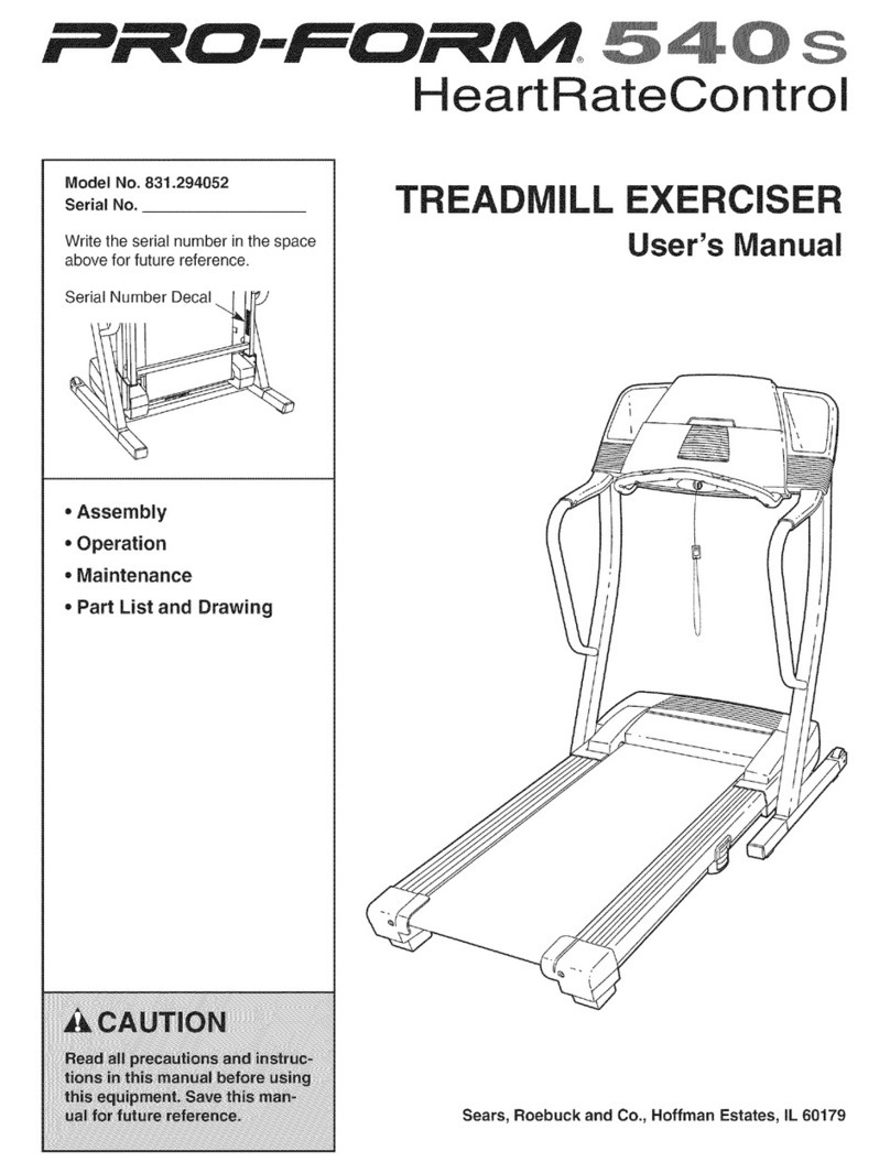 Pro-Form 540 S Treadmill User manual