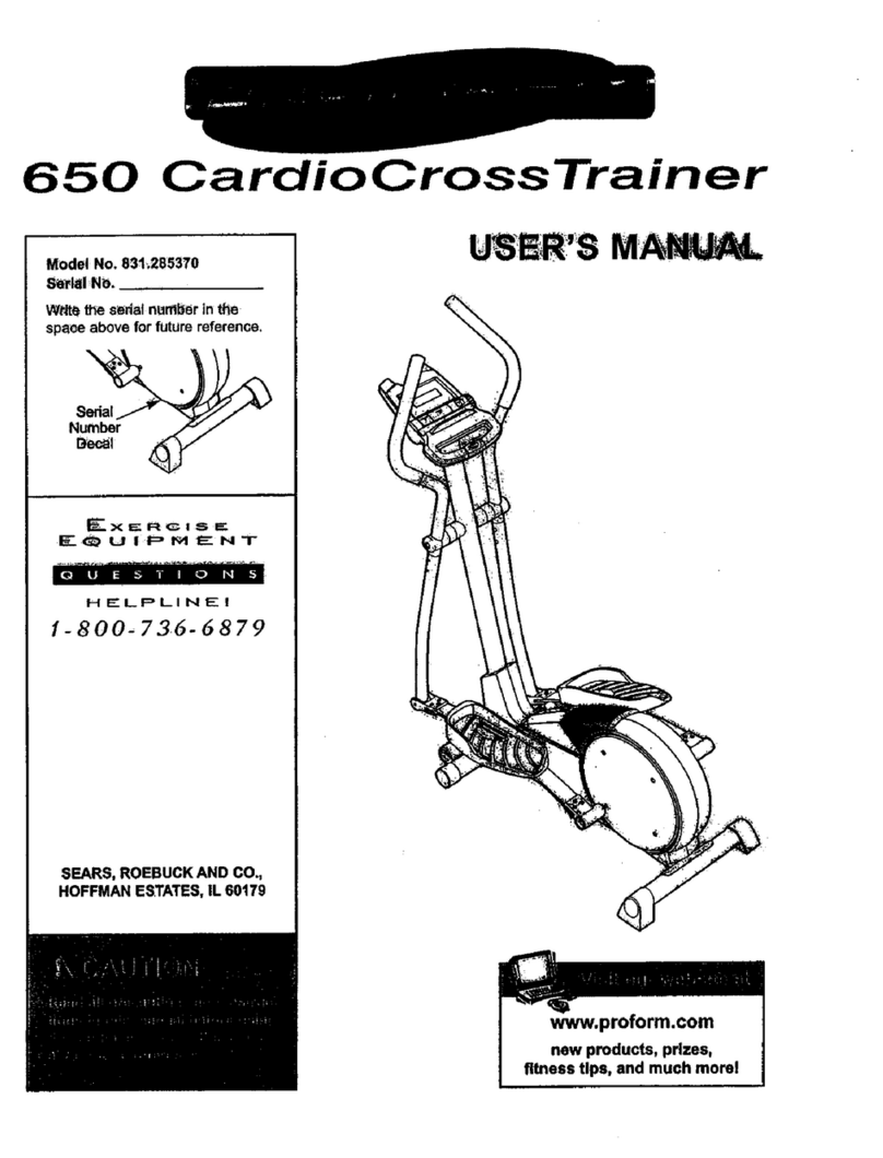 Pro-Form Cardio Crosstrainer 650 User manual Pro-Form Cardio Crosstrainer 650 User manual