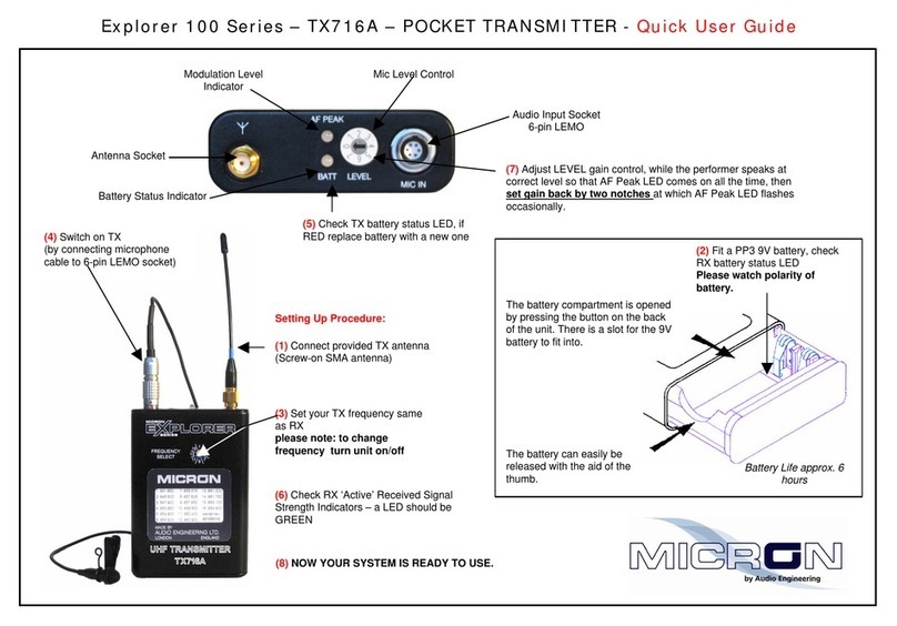 Micron POCKET TRANSMITTER TX716A Quick user guide