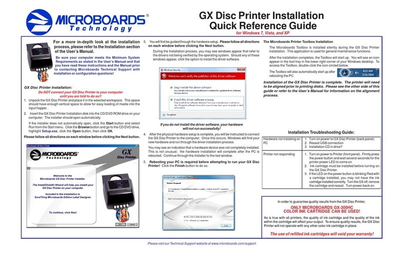 MicroBoards Technology GX Disc Printer User manual
