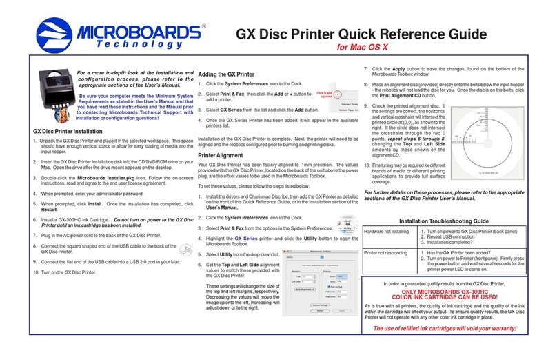 MicroBoards Technology GX Disc Printer User manual