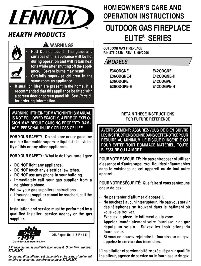 Lennox Hearth Products ELITE E36ODGPE Care and operating instructions