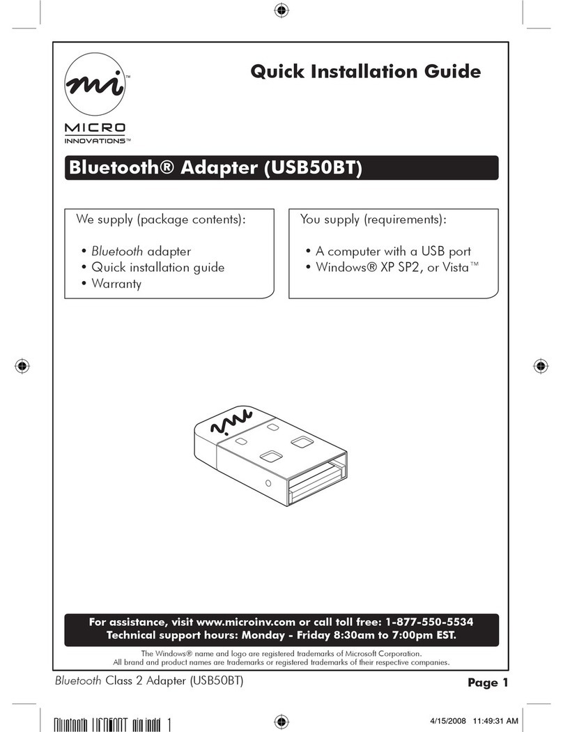 Micro Innovations USB50BT Quick installation guide