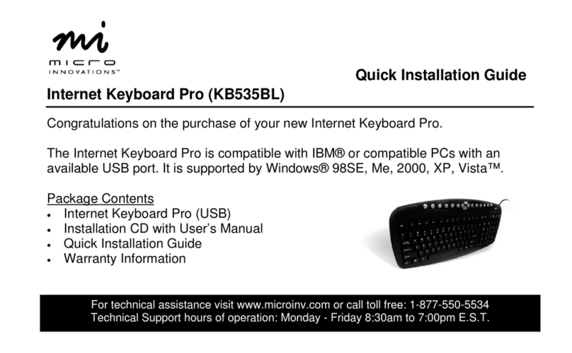 Micro Innovations Internet Keyboard Pro KB535BL Quick installation guide