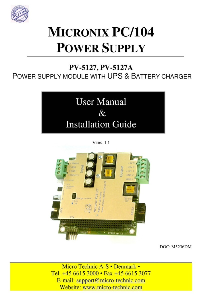 Micro Technic Micronix PV-5127 Installation and user manual