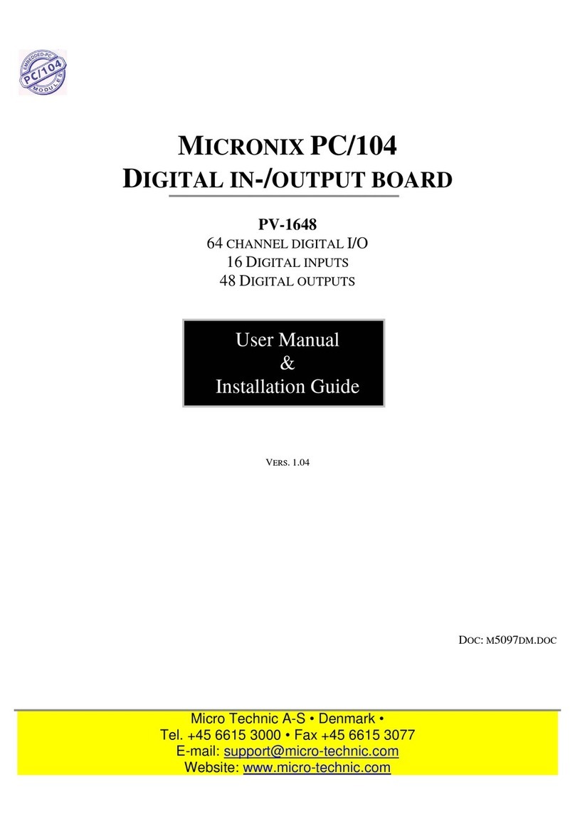 Micro Technic Micronix PV-1648 Installation and user manual