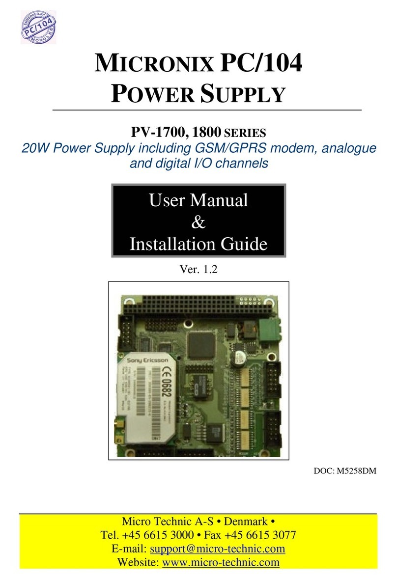 Micro Technic Micronix 1800 Series Installation and user manual