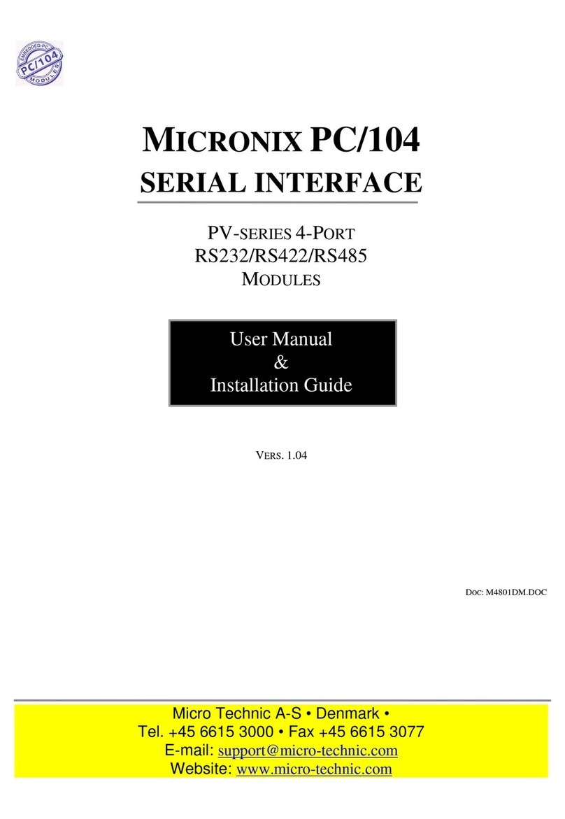 Micro Technic Micronix PV Series Installation and user manual