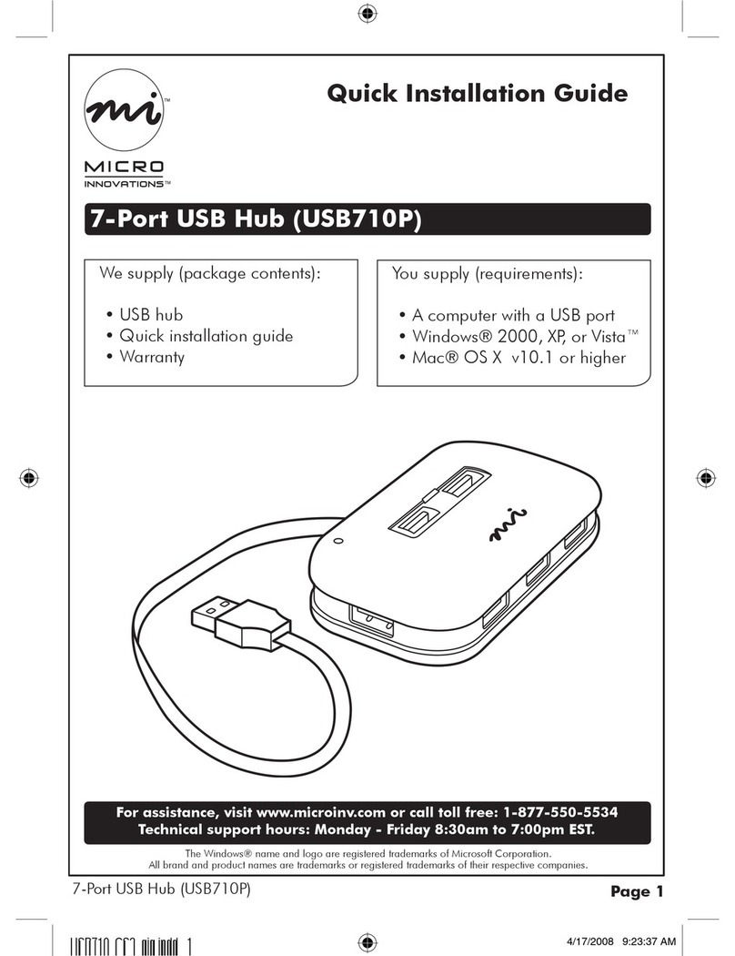 Micro Innovations 7-Port USB Hub USB710P Quick installation guide Micro Innovations 7-Port USB Hub USB710P Quick installation guide