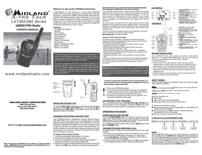 Midland X-TRA TALK LXT380 Series User manual