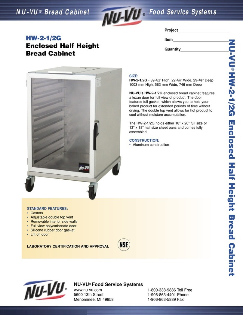 NUVU Bread Cabinet HW-2-1/2G User manual NUVU Bread Cabinet HW-2-1/2G User manual