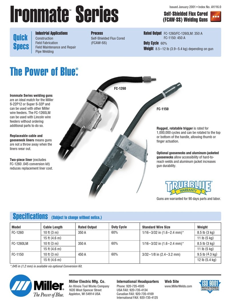 Miller Electric Welding Gun (FCAW-SS) Specifications