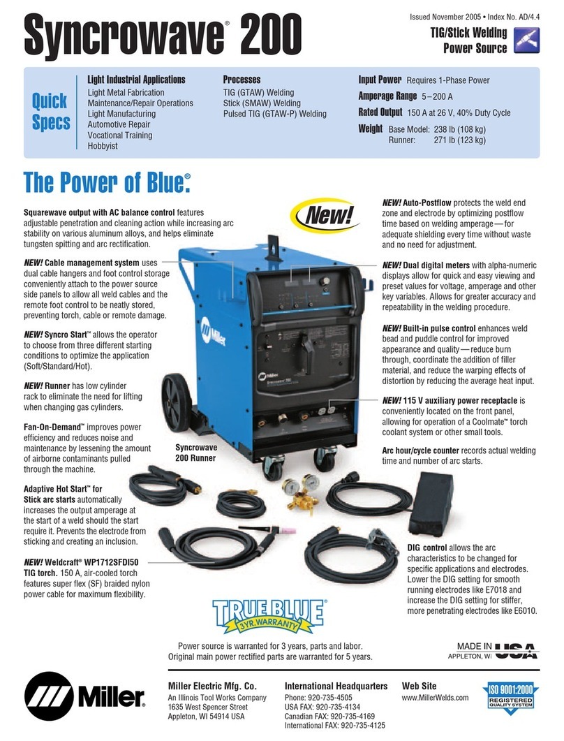 Miller Electric Syncrowave 200 Specifications