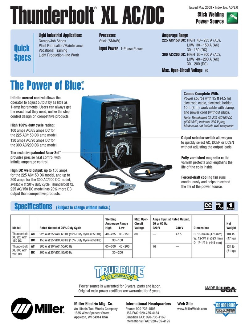 Miller Electric Thunderbolt XL AC/DC Specifications