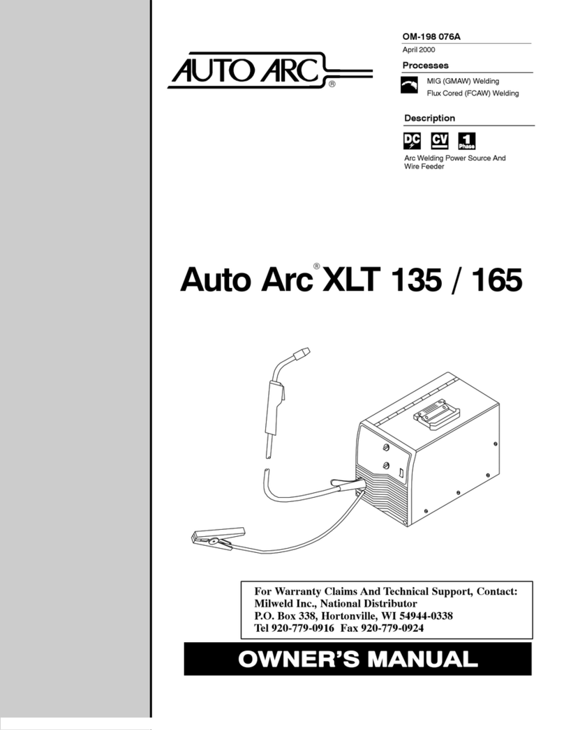 Milweld Auto Arc XLT 165, XLT 135 owner's manual