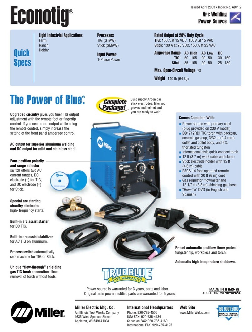 Miller Electric Arc Welding Power Source User manual
