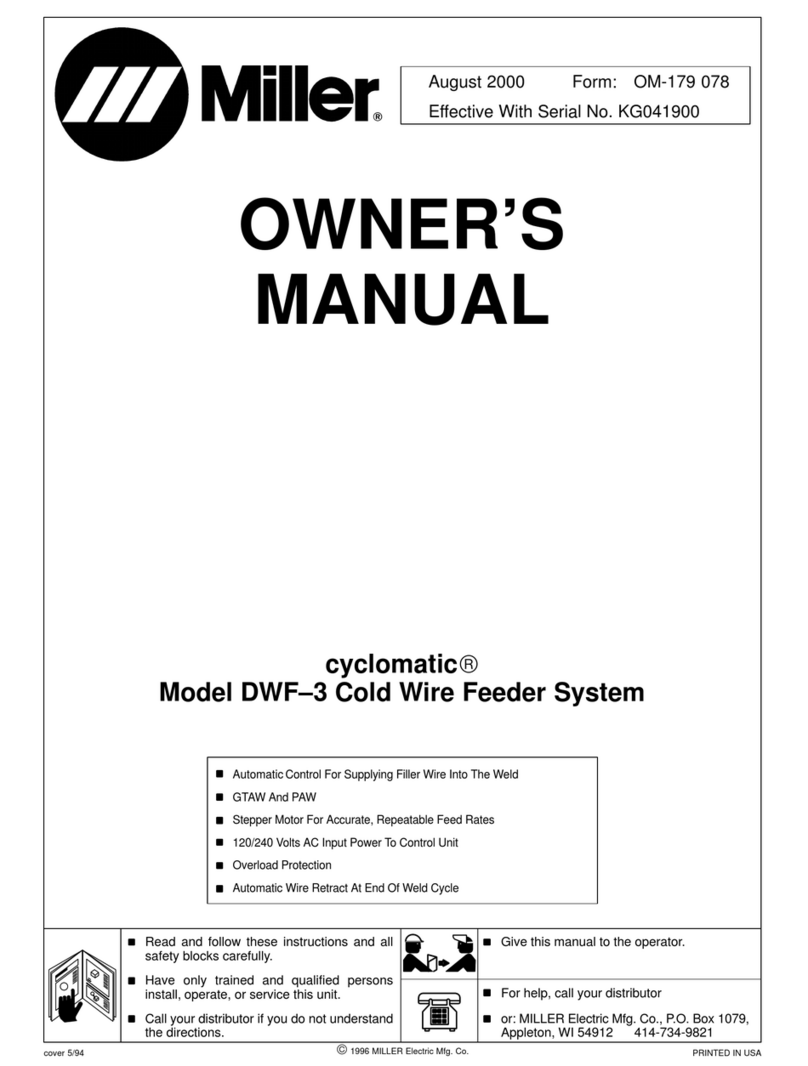 Miller Electric cyclomatic DWF3 owner's manual