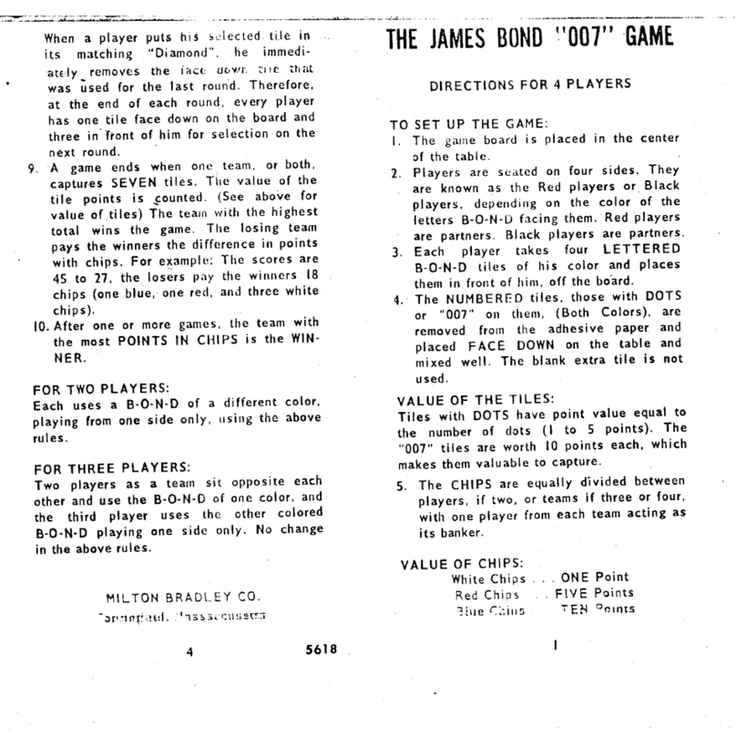 Milton Bradley The James Bond "007" Game User manual